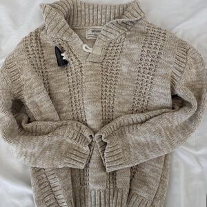 Cozy Knit Kids Zip-Up Sweater - Beige